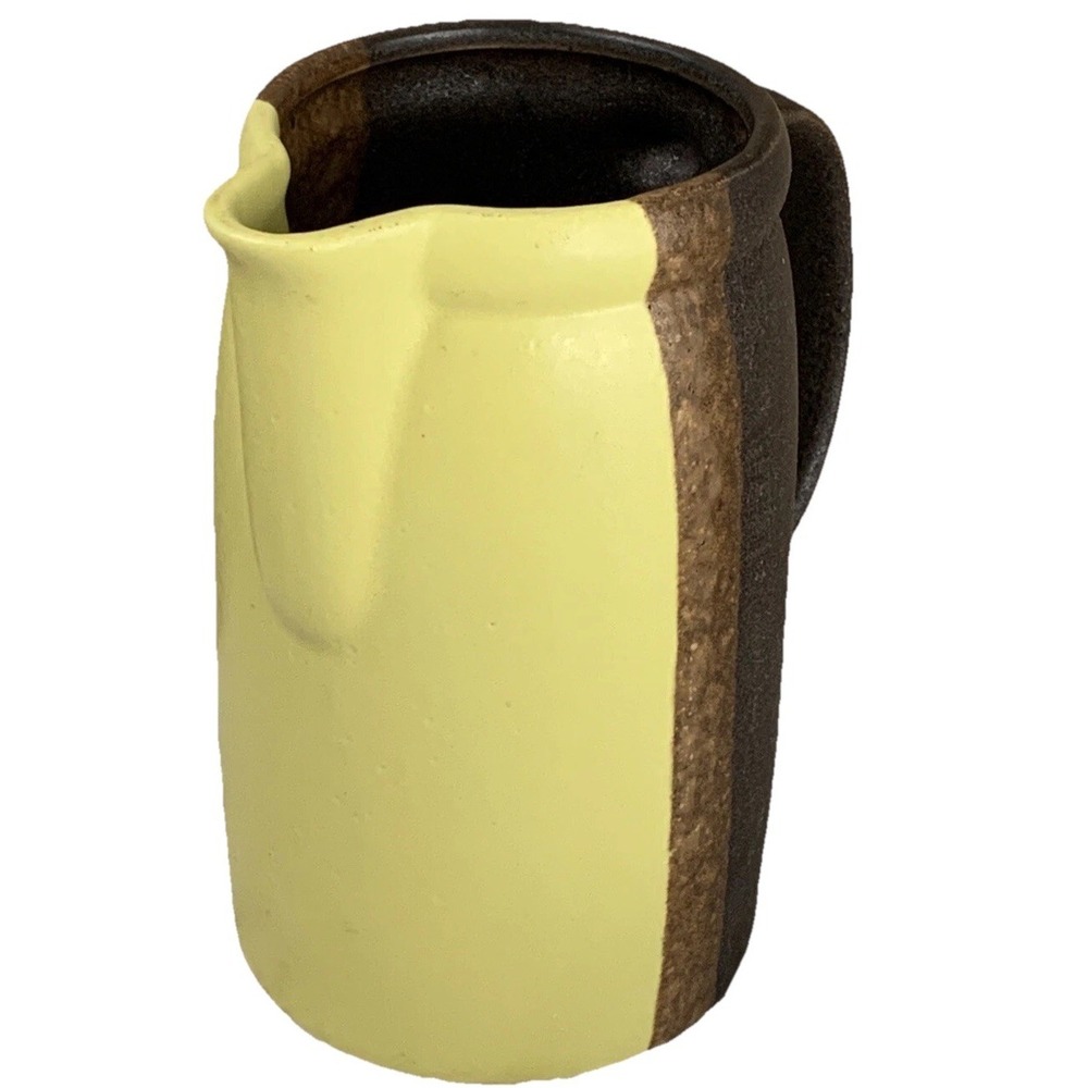 McCoy Pottery #1409 Pitcher Brown Yellow Glaze MCM USA Stoneware - Picture 4 of 8